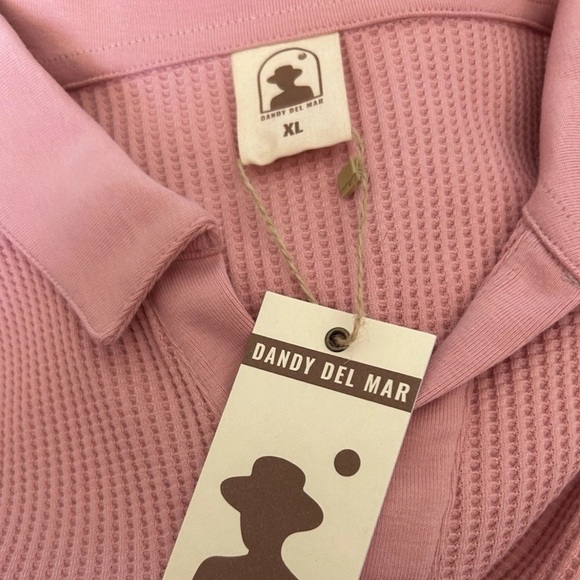 Dandy Del Mar Cannes Shirt Waffle Knit Pink Spanish Rose Short Sleeve XL - Picture 6 of 9
